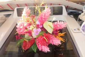 Beautiful flowers sent from Betty.  They survived the flight very well :-) 